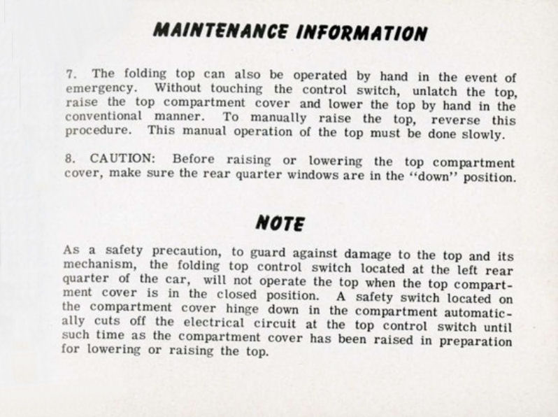 1953 Cadillac Eldorado Folding-Top Manual Page 5
